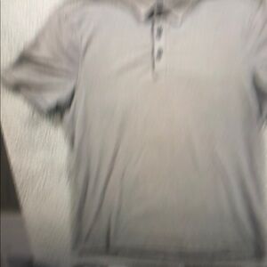 Lululemon Polo Shirt Mens Size M Gray Stripe Short Sleeve Performance